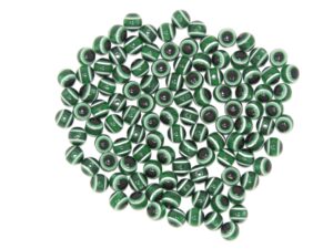 Bulk 100 x Green Coloured Evil Eye/Nazar Buncuk Stripe Round Polyester Beads 6mm