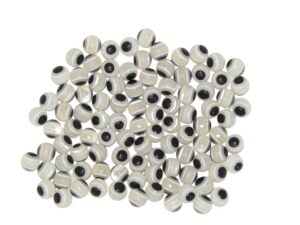 Bulk 100 x Grey Coloured Evil Eye/Nazar Buncuk Stripe Round Polyester Beads 6mm