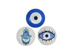 Set of three mixed designs 3cm Lucky Evil Eye, Protection from Negativity, Bringing Peace, Prosperity & Good Luck