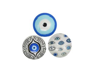 Set of three mixed designs 3cm Lucky Evil Eye, Protection from Negativity, Bringing Peace, Prosperity & Good Luck
