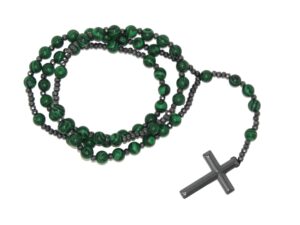 Malachite and Hematite 5 Decade Catholic Rosary for Men and Women Handmade