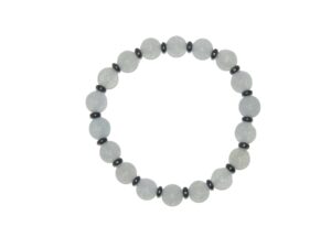 Beautiful Aquamarine and Hematite Gemstone Bead Bracelet  Handmade