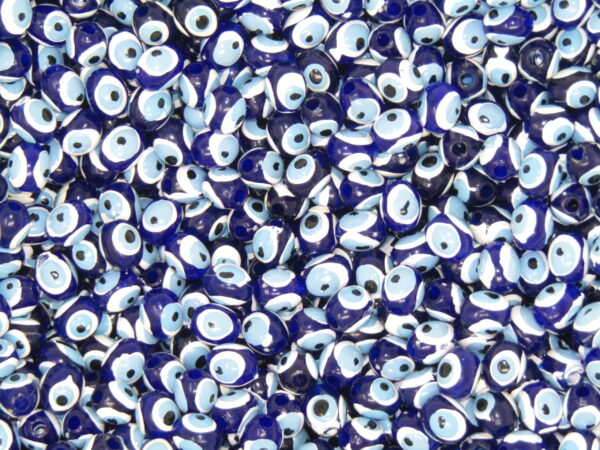 Bulk 500 x Lucly Evil Eye/Nazar Buncuk Hand Painted Polyester 8.5 x 7.5mm Oval Beads - Image 3