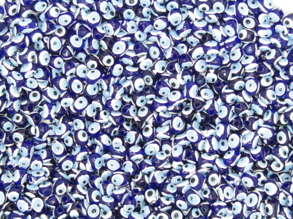 Bulk 500 x Lucly Evil Eye/Nazar Buncuk Hand Painted Polyester 8.5 x 7.5mm Oval Beads - Image 2
