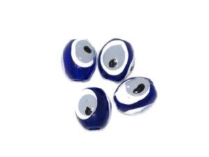 Bulk 500 x Lucly Evil Eye/Nazar Buncuk Hand Painted Polyester 8.5 x 7.5mm Oval Beads