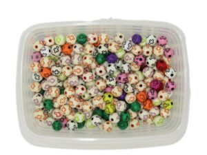 Bulk 500 x Mixed Coloured Cross Design Round Polyester Beads Size - 8mm Diameter Hole Size - 2mm