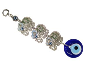 Lucky Elephant and 5cm Glass Lucky Evil Eye Hanging - Strength and Power - Wisdom and Intelligence - Loyalty and Compassion - Good Luck and Prosperity Handmade