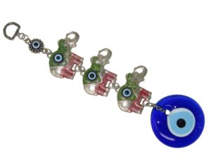 Lucky Elephant and 5cm Glass Lucky Evil Eye Hanging - Strength and Power - Wisdom and Intelligence - Loyalty and Compassion - Good Luck and Prosperity Handmade