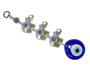 Lucky Elephant and 5cm Glass Lucky Evil Eye Hanging - Strength and Power - Wisdom and Intelligence - Loyalty and Compassion - Good Luck and Prosperity Handmade