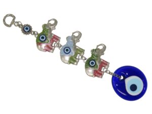 Lucky Elephant and 5cm Glass Lucky Evil Eye Hanging - Strength and Power - Wisdom and Intelligence - Loyalty and Compassion - Good Luck and Prosperity Handmade