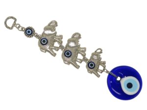 Lucky Elephant and 5cm Glass Lucky Evil Eye Hanging - Strength and Power - Wisdom and Intelligence - Loyalty and Compassion - Good Luck and Prosperity Handmade