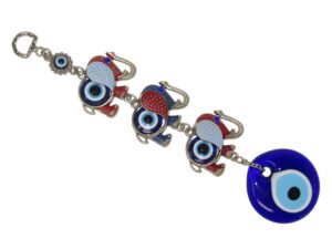 Lucky Elephant and 5cm Glass Lucky Evil Eye Hanging - Strength and Power - Wisdom and Intelligence - Loyalty and Compassion - Good Luck and Prosperity Handmade