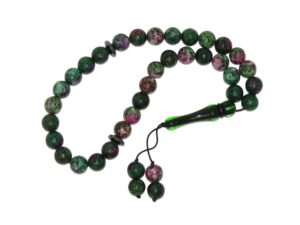 33 Bead Worry Fidget Prayer Beads Tasbih Beads 8mm Ruby Zoisite Gemstone Beads Handmade