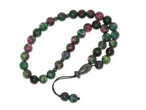 33 Bead Worry Fidget Prayer Beads Tasbih Beads 8mm Ruby Zoisite Gemstone Beads Handmade