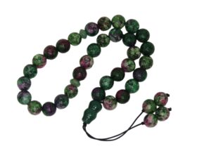 33 Bead Worry Fidget Prayer Beads Tasbih Beads 8mm Ruby Zoisite Gemstone Beads Handmade