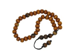 33 Wooden Bead Worry Fidget Tasbih Beads 8mm x 6mm with Tiger Eye Gemstone Accessories Handmade