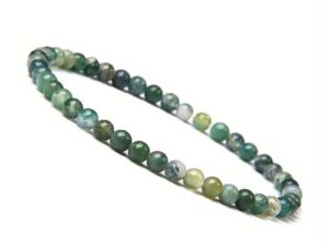 Beautiful Elesticated Bracelet/Anklet made with 4mm Moss Agate Gemstone Bead Bracelet  Handmade
