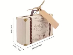 Mini Suitcase Gift Boxes with Vintage Kraft Paper Tags - Perfect for Travel-Themed Parties, Weddings, Birthdays, Bridal Showers, And Festive Holiday Events