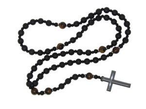 Black Lava and Tiger Eye 6 Decade Catholic Rosary