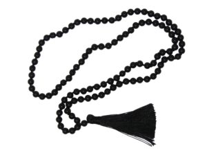 Beautiful Elasticated 8mm Black Agate Gemstone Bead Prayer Mala 108 Beads/Necklace - Handmade