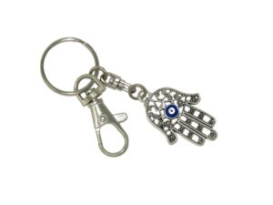 Hamsa Hand, Hand of Fatima & Lucky Evil Eye Keyring Bag Hanger Protection and Good Luck Handmade