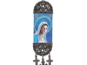 Religious Icon - Holy Blessed Virgin Mary Most Sacred Immaculate Heart - Wall Hanging Tapestry Banner Art Decor - Christian Orthodox Catholic - 21 x 5 cm