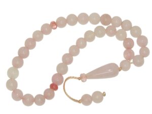 33 Bead Worry Fidget Prayer Beads Tasbih Beads 8mm Rose Quartz Gemstone Beads Handmade