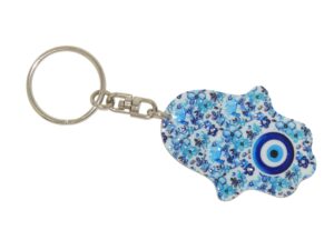 Hamsa Hand, Hand of Fatima & Lucky Evil Eye Keyring Bag Hanger Protection and Good Luck Handmade