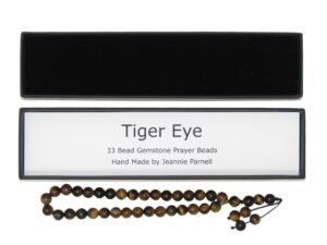 Prayer Beads 8mm Tiger Eye Gemstone Beads and Accessories in Gift Box Handmade Design