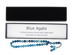 Stress Relief Fidget Beads 8mm Blue Agate Gemstone Beads and Accessories in Gift Box Handmade Design