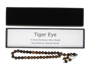 Worry Beads 8mm Tiger Eye Gemstone Beads and Accessories in Gift Box Handmade Design