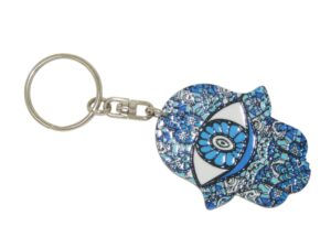 Hamsa Hand, Hand of Fatima & Lucky Evil Eye Keyring Bag Hanger Protection and Good Luck Handmade