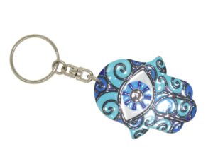 Hamsa Hand, Hand of Fatima & Lucky Evil Eye Keyring Bag Hanger Protection and Good Luck Handmade