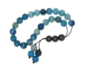 Handmade 10mm Blue Agate Gemstone Bead Greek Style Loose Strung Worry Prayer Beads Handmade