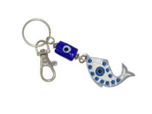 Metal Lucky Evil Eye Nazar Boncuk Keyring/Hanger for Protection & Good Luck Handmade