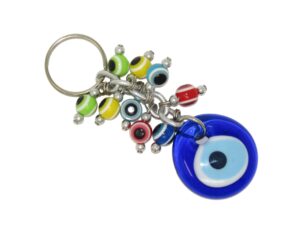 Glass Lucky Evil Eye and Mixed Beads Keyring/Hanger for Protection & Good Luck Handmade