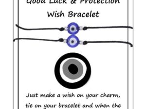 Carded 2Pcs Lucky Evil Eye Nazar Boncuk Friendship Charm Bracelets - Good Luck & Protection Handmade Unique Gift