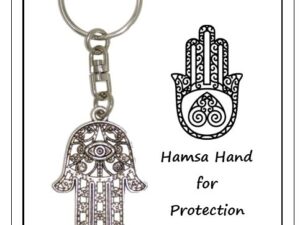 Carded Hamsa Hand with Lucky Evil Eye Keyring - Good Luck Charm - Handmade
