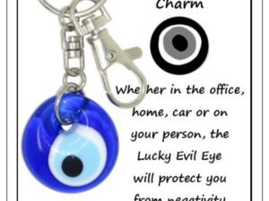 Carded 3cm Glass Lucky Evil Eye Keyring/Hanger for Protection & Good Luck