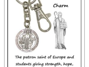 St Benedict Charm Keyring - Good Luck & Protection for Travelers Handmade