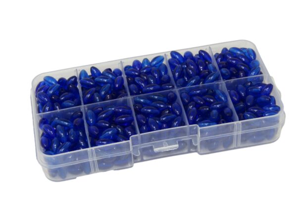 Bead Box 4 - 6mm Blue Polyester Bead Box - Jewellery Making Craft Kit, Glass Beads, DIY Kit