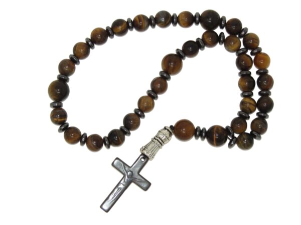 Anglican Prayer Beads, Anglican Rosary, Anglican Chaplet, 8mm Tiger Eye Gemstone Beads Handmade Design by Jeannieparnell