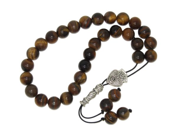 10mm Tiger Eye Gemstone Loose String Greek Komboloi Prayer Beads Worry Beads