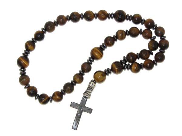 Anglican Prayer Beads, Anglican Rosary, Anglican Chaplet, 10mm Tiger Eye Gemstone Beads