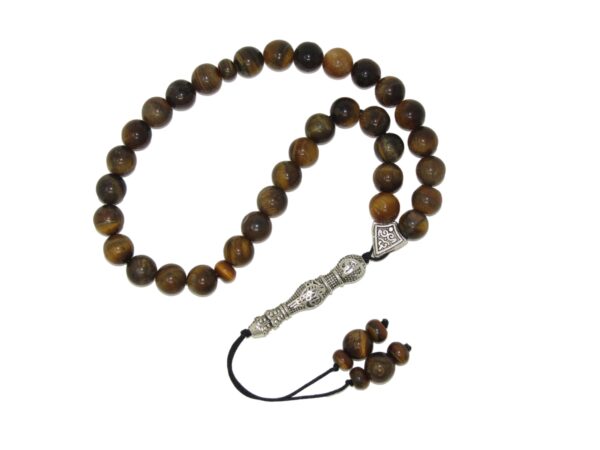 8mm Tiger Eye Gemstone Beads 33 Bead Stress Relief Fidget Worry Prayer Beads Tasbih
