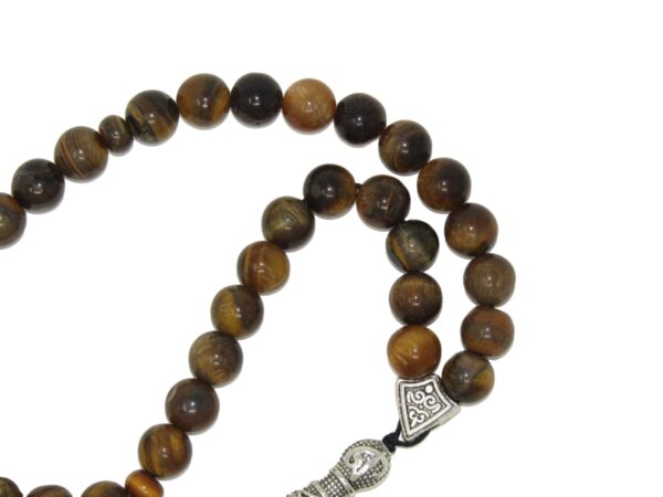 8mm Tiger Eye Gemstone Beads 33 Bead Stress Relief Fidget Worry Prayer Beads Tasbih - Image 2