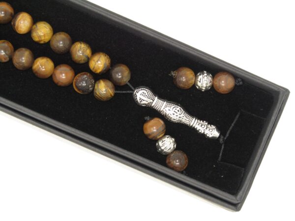 8mm Tiger Eye Gemstone Beads 33 Bead Stress Relief Fidget Worry Prayer Beads Tasbih - Image 7