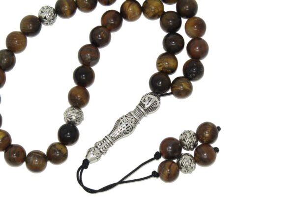 8mm Tiger Eye Gemstone Beads 33 Bead Stress Relief Fidget Worry Prayer Beads Tasbih - Image 4