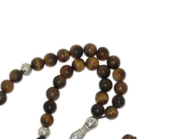 8mm Tiger Eye Gemstone Beads 33 Bead Stress Relief Fidget Worry Prayer Beads Tasbih - Image 3