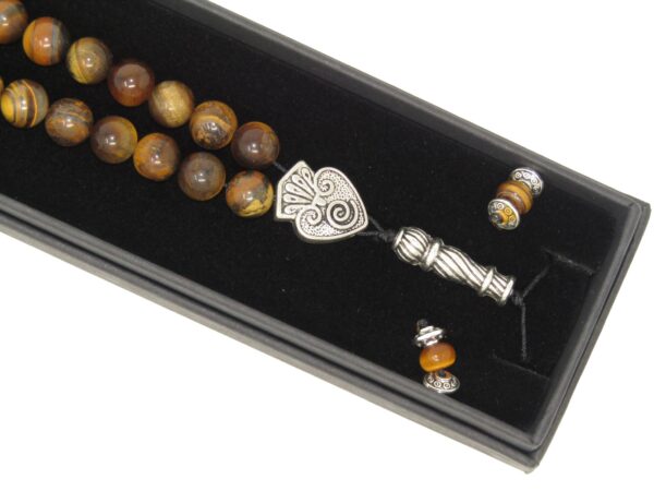 8mm Tiger Eye Gemstone Beads 33 Bead Stress Relief Fidget Worry Prayer Beads Tasbih - Image 7